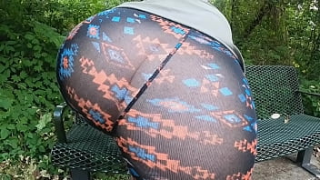 Mom See Thru Tights Outdoors Nature Walk Fat Booty